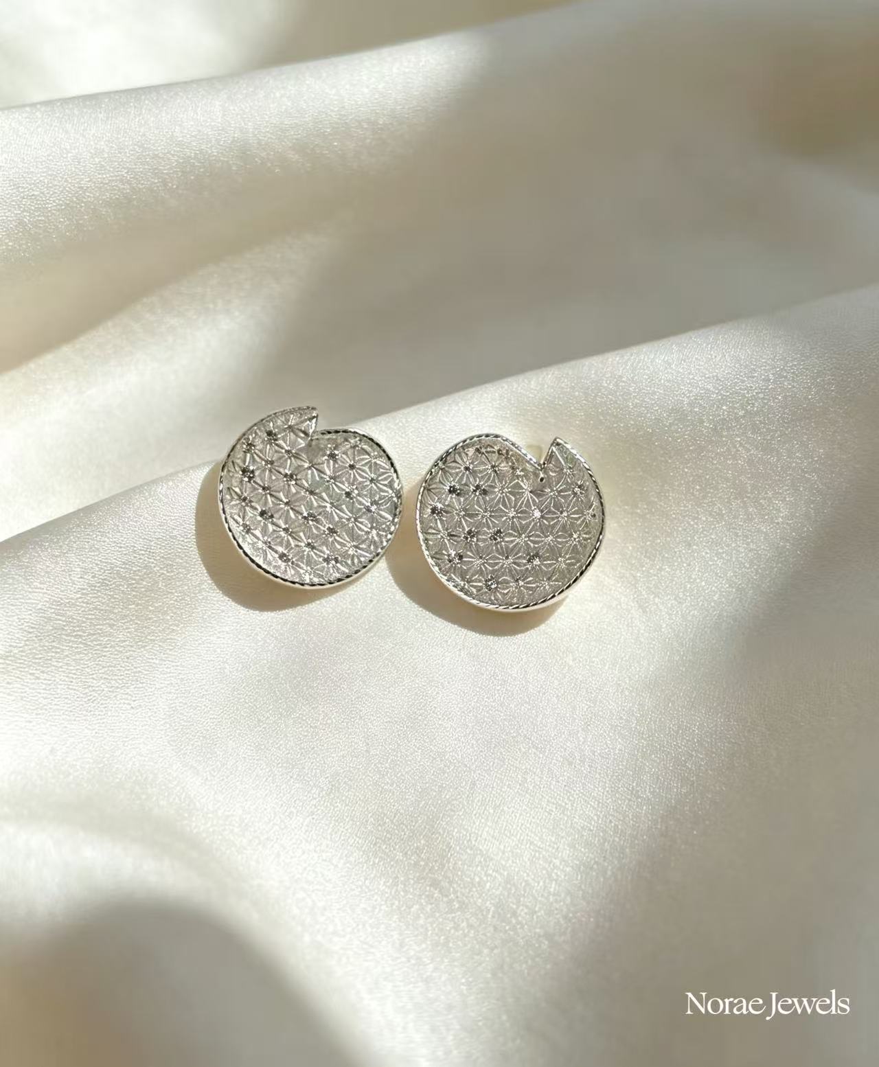 Lace Cut‑Out Crystal Hoop Earrings