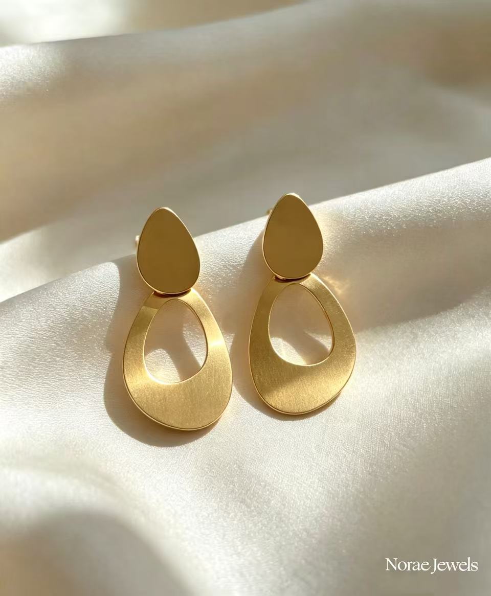 Gold Teardrop Dangle Earrings