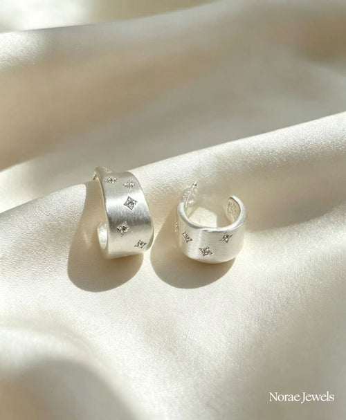 Irregular Half‑Hoop Star Crystal Earrings